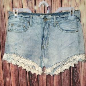 Free People Lace Trim Shorts - Size 24 - EUC